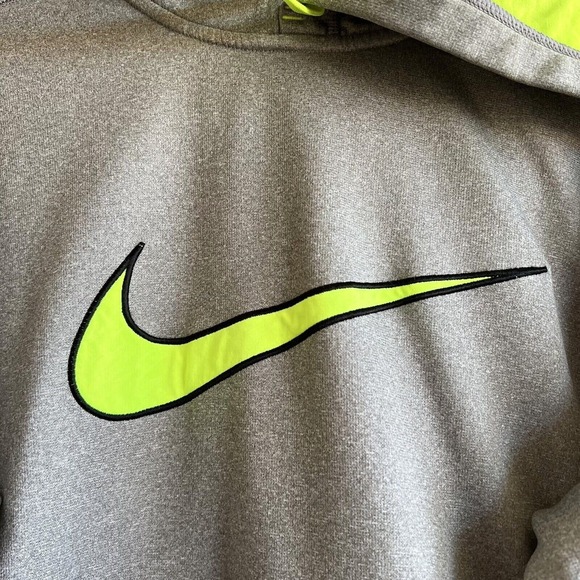 Nike Therma-FIT Pullover Hoodie Sweatshirt Neon Green Logo Men's Size Medium - Picture 11 of 12